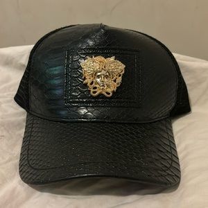 Snakeskin Hat with Medusa Pendant